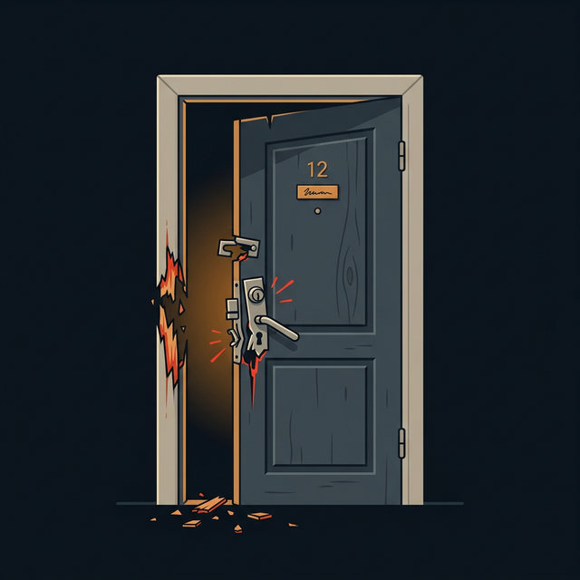 Aufgebrochene Haustür nach einem Einbruch